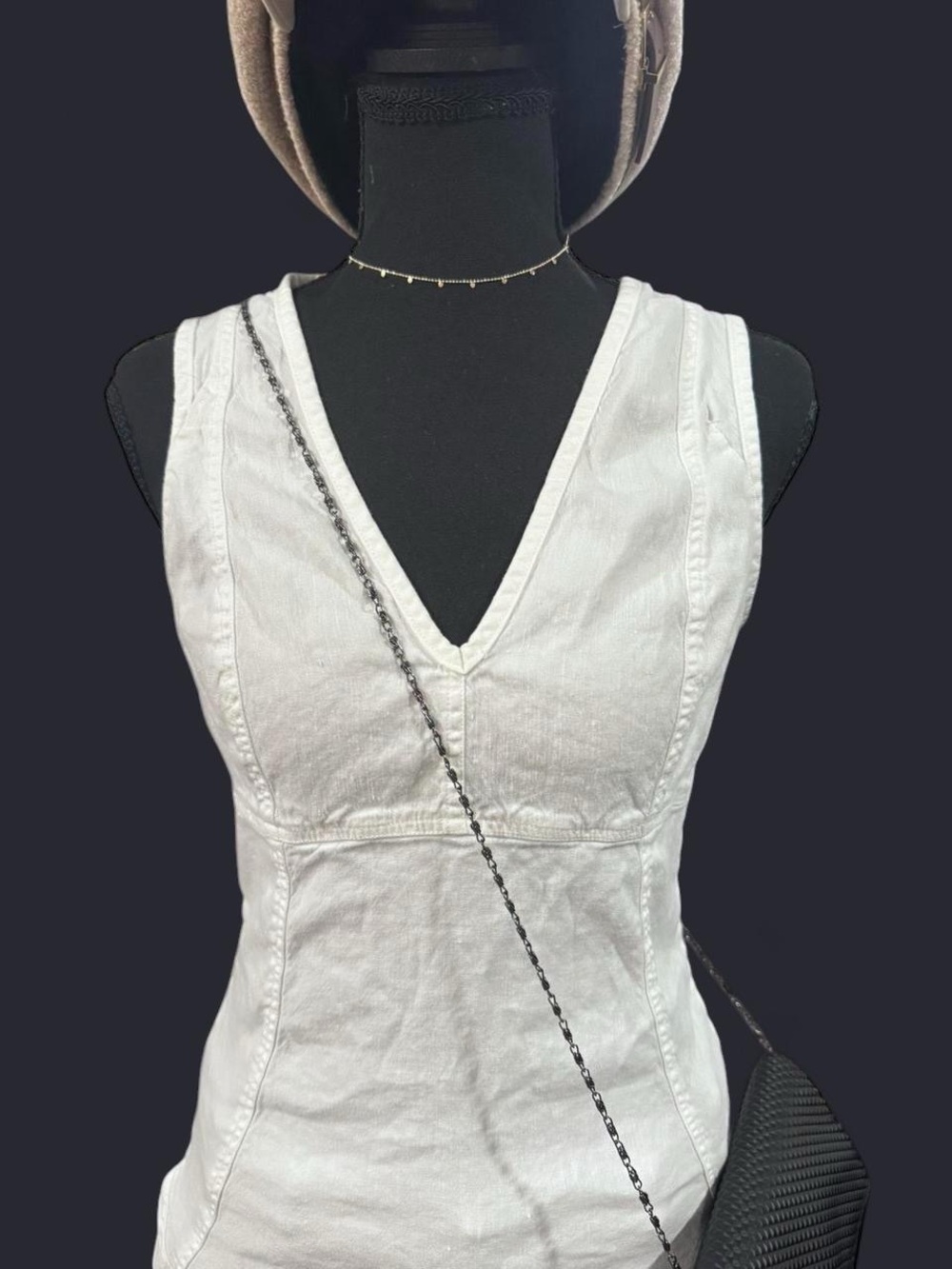 Sleeveless White V-Neck Midi Dress by - Picture 2 of 5